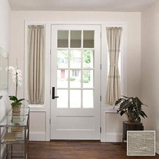 Natural Linen Door Curtain Panel Semi-Sheer French Door 25"W x 72"L Taupe