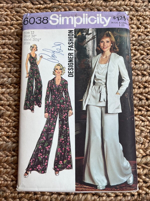 1980's Vintage Simplicity Sewing Pattern 6038 Misses' Jacket Top Pants Designer