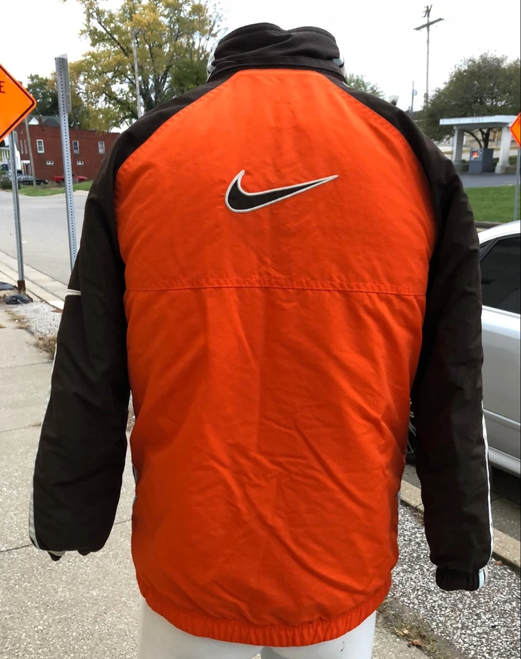 Nike Swoosh Reversible Chicago Browns Naranja Polar Parka Abrigo Juvenil Talla L Hombres M Foto 4 de 4