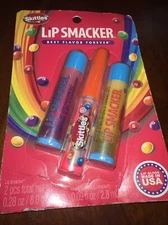 Lip Smacker Skittles Flavored Lip Balm Gloss Pack of 3 Tubes - New/SEALED
