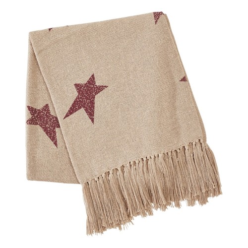 Lanzamiento tejido Gable Primitive Star 50x60 mezcla de algodón marcas VHC borgoña bronceado - Imagen 3 de 7