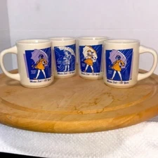 Morton Salt Mugs Umbrella Girl Vintage Collector Set of 4 Cups