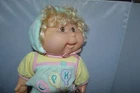 1991 Cabbage Patch Kid Girl Blond Hair Brown Eyes Outfit 14" J9