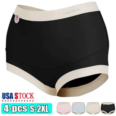 4pcs Tummy Control Underwear Ladies panties Women High Waist Pants