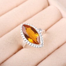 Citrine Gemstone 925 Sterling Silver Ring Handmade Jewelry Ring Gift For Wife