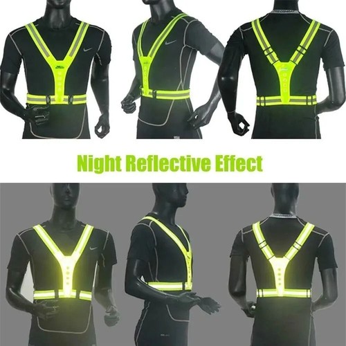 LED Reflective Vest Double-sided Lighting Night Running Light Up Vest Runners - Picture 8 of 9