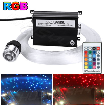 300pcs 2M 0.75mm LED RGBW Fiber Optic Light Kit Car Use Star Ceiling Light 16W