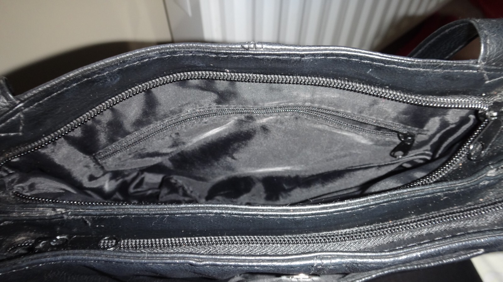 Faux Leather Black Patch Work Shoulder Roomy Smal… - image 11