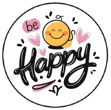 BE HAPPY SMILEY FACE ENVELOPE SEALS LABELS STICKERS PARTY FAVORS