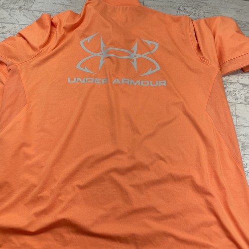 Under Armour Mens Large Orange Heat Gear 1/4 Zip Pullover Fishing 2XL (spots) - Picture 10 of 11