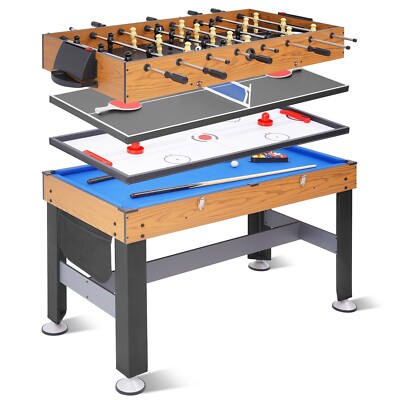 4 in1 Multi-Game Table 54'' Comb Indoor Game Soccer Billiard Hockey Ping Pong Top