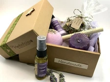 Lavender organic home spa basket- all natural handmade stress relief kit 5pcs