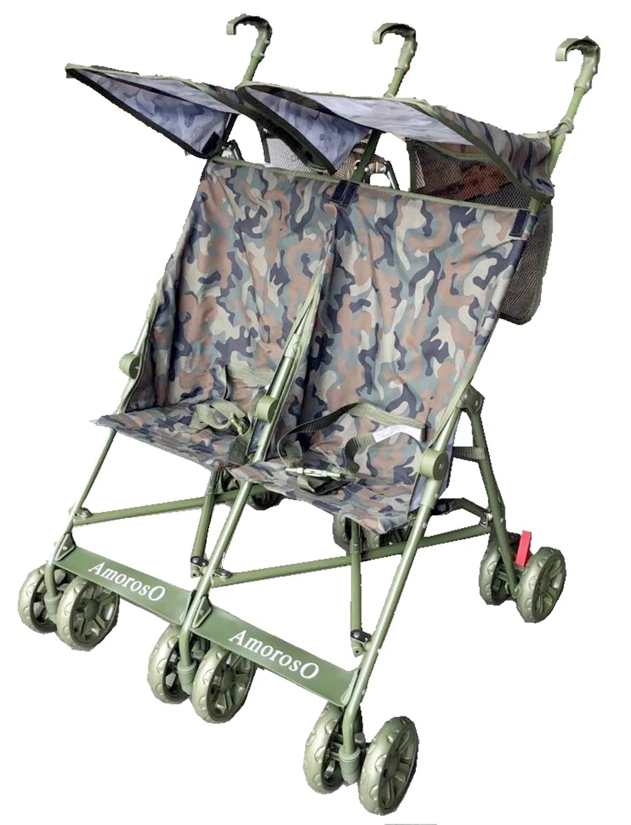 Amoroso Camouflage Side by Side Double Umbrella Stroller