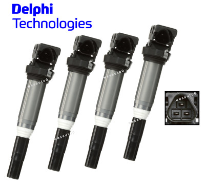 Ignition Coil with Connector Genuine Delphi OEM (4pcs) for BMW 2.0L