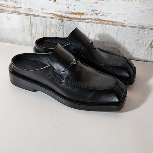 Mocasines de cuero sin respaldo negros 44 US 10,5 $850 VERSACE @41 para hombre - Imagen 5 de 12