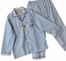 VTG Aston Pajama Set NWT Blue Embroidered Poly Cotton Men s Sz L