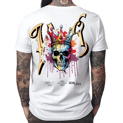 Stuff-Box Herren Rundhals kurzarm T-Shirt King Skull weiß 1057 - Neu 