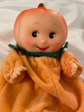 Anthropomorphic Orange Pumpkin Rubber Face By Small Small World Bean Bag w/ Tag