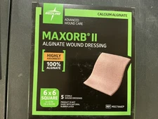 20 (4 boxes of 5) Medline MSC7366EP MAXORB II Alginate Wound Dressing 6”x6”