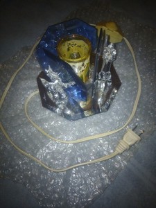 Vintage Glass Lamp - 3 Unicorn / Blue Glass - Mirror Base - With Dimmer Dial