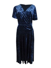 Lauren Ralph Lauren Women's Velvet Wrap Dress (8, Navy)