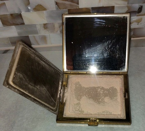 Vintage MARHILL PERLMUTT Puder KOMPAKT Messing Gehäuse Spiegel  - Bild 6 von 8
