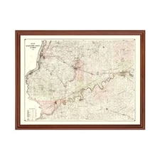 Old Map of Whiteside County, IL 1896 - Vintage Illinois Art