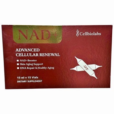 NAD+ Advanced Cellular Renewal Anti-Aging Serum Cellbiolabs  15ml x 15 Vials NEW