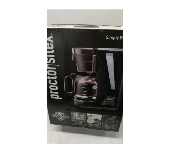 Space-Saving 12-Cup Drip Coffee Maker with Automatic Shut-Off - Black & Silver - Image 2 of 4