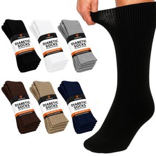 3 6 12 Pairs Diabetic Crew Socks Mens Circulatory Cotton Non Binding 9-11 10-13