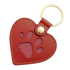 Pet Memorial Keychain Heart Leather Dog Cat Keychain Keepsake, Paw Pri