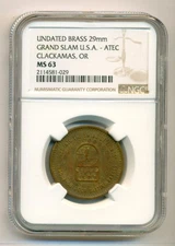 NGC Clackamas Oregon Undated Brass Token Grand Slam U.S.A. - ATEC MS63