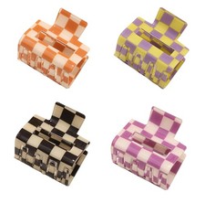 4 Pack Checkered Hair Claw Clips, BetterJonny 1 Count Pack of 4 , Multicolor