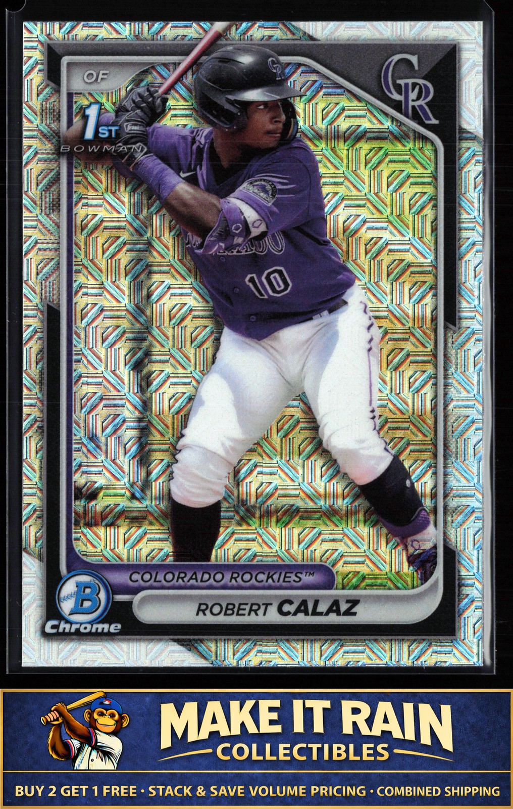 Robert Calaz 1st 2024 Bowman Chrome Prospects Mojo Refractors #BCP-131 Rockies
