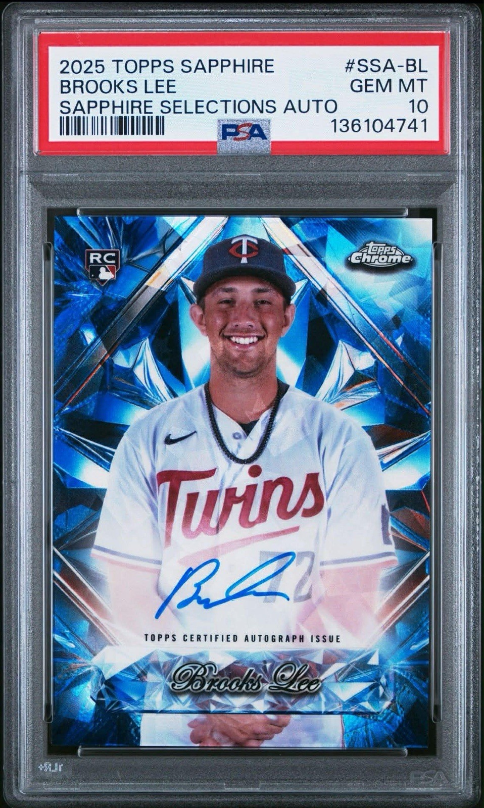 2025 Topps Chrome Sapphire Brooks Lee Sapphire Selections Auto Psa 10