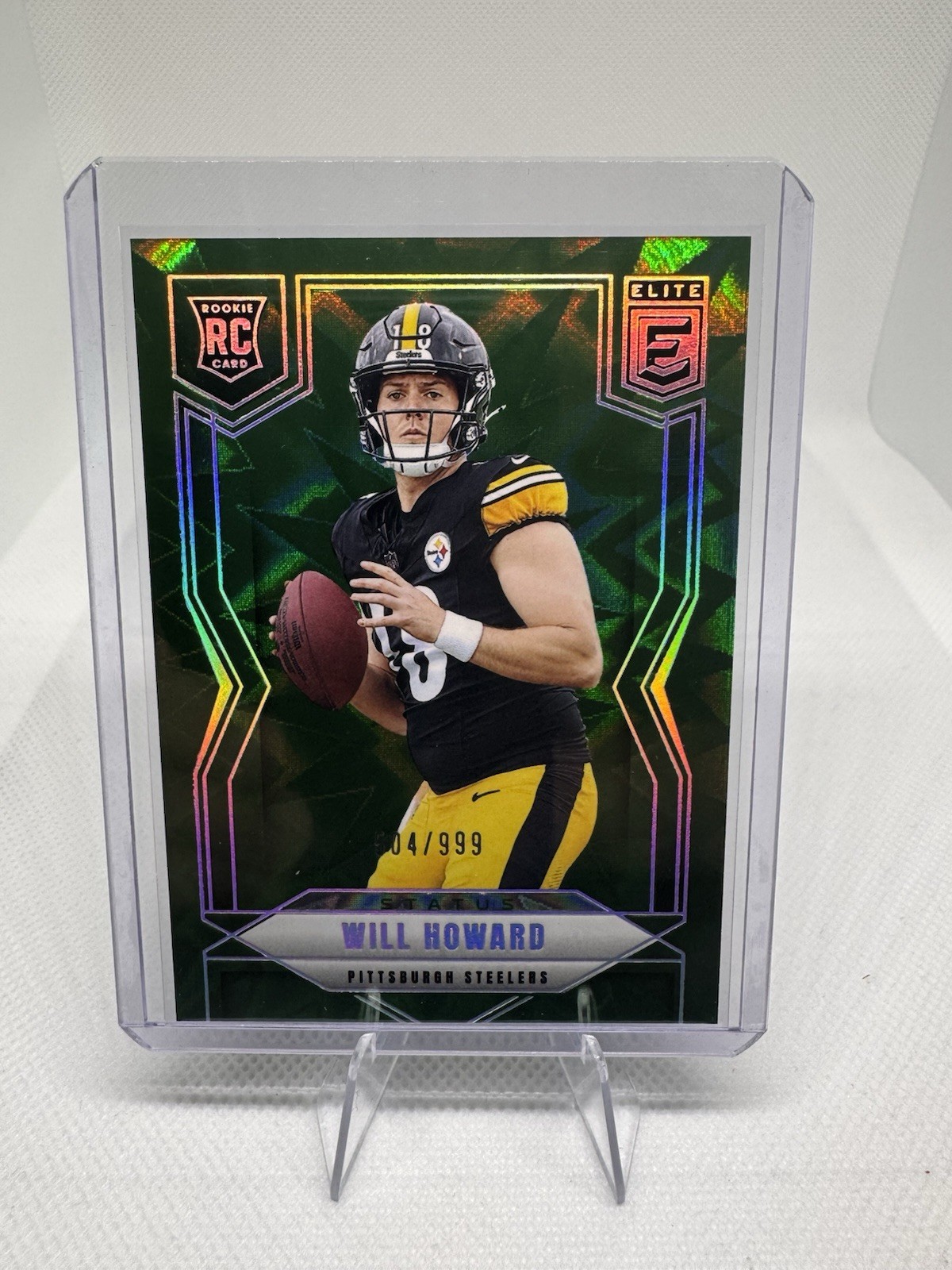 2025 Donruss Elite #150 Will Howard GREEN STATUS EXPLOSION RC /999 - Steelers