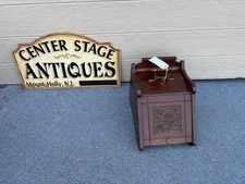 66553 Antique Hand Carved  Mahogany Coal Bin Storage Cabinet