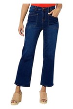 DG2 by Diane Gilman Women's Stretch Patch Pocket Wide-Leg Jean Indigo