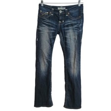 Big Star Liv Bootcut Jeans Womens 27R Dark Wash Low Rise Embellished Distressed
