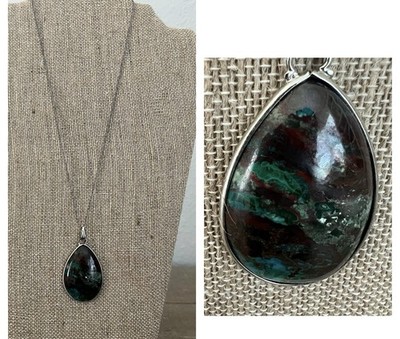 925 Sterling Silber Halskette tief dunkel farbig Sonora Sonnenaufgang Anhänger 18'' Kette