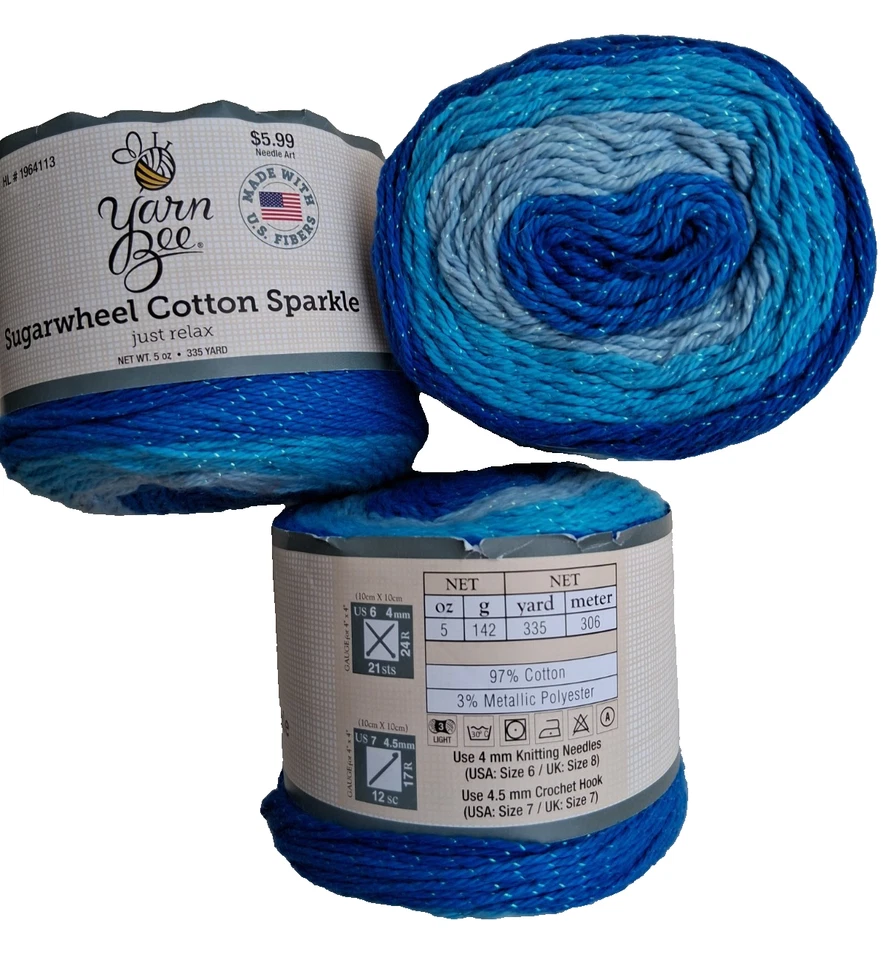 ПРЯЖА BEE *САХАРНОЕ КОЛЕСО ХЛОПОК И *ХЛОПКОВАЯ БЛЕСТЯЩАЯ ПРЯЖА *Просто расслабьтесь * Woodland Wisp - Изображение 4 из 4