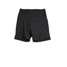Danskin Womens Black Ribbed High Rise Bike Shorts Side Pockets Size L 1774182