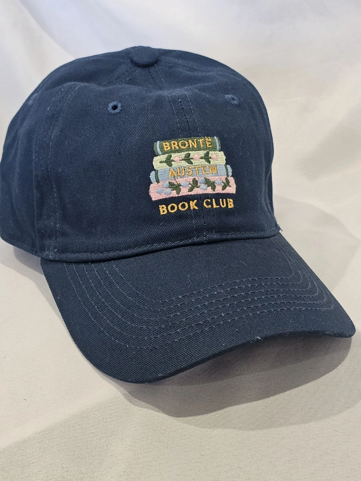 Rifle Paper Co Book Club Navy Blue Embroidered Baseball Cap Bronte Austen New 🟣