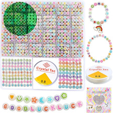 1250 PCS Letter Beads Kit with Elastic Cord   Alphabet A  Z, Numbers, Heart, Moon