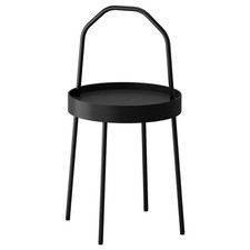IKEA BURVIK Side Table Black 38cm Round Portable Coffee Table NEW FREE DELIVERY