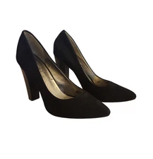 Black BCBG Paris Suede Block Heel Women's Shoes Size 8