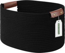 Cotton Rope Basket, Storage Baskets with Handle, 15X10X9 Inch Woven Basket for S