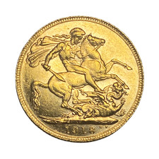 1918 Gold Sovereign - George V - Rare: Perth Mint [MS61]