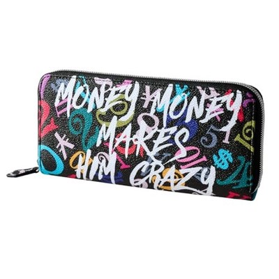 Frank Miura Long Wallet Round Zipper Crazy Rainbow Black [Japan Authentic]