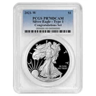 2021-W Proof $1 Type 1 American Silver Eagle Congratulations Set PCGS PR70DCAM